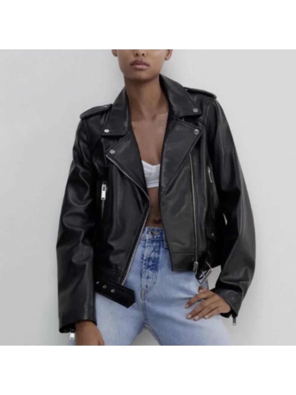 ZARA Genuine Leather Biker Jacket